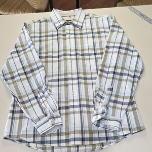 Van Heusen Men's Casual Plaid Shirt - White, Blue, Tan